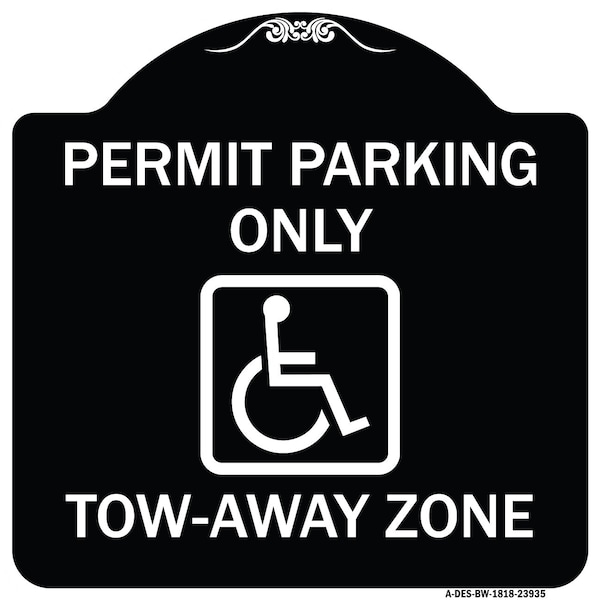 Signmission Georgia ADA Handicapped Parking Accessible Permit Parking Only Tow-Away Zone with Sym, BW-1818-23935 A-DES-BW-1818-23935 - main